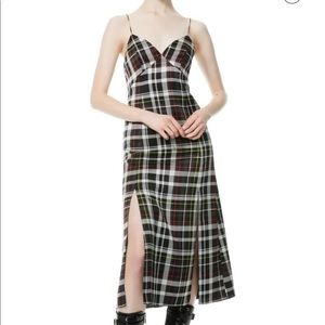 NWT Alice and Olivia Juliette plaid slit dress.